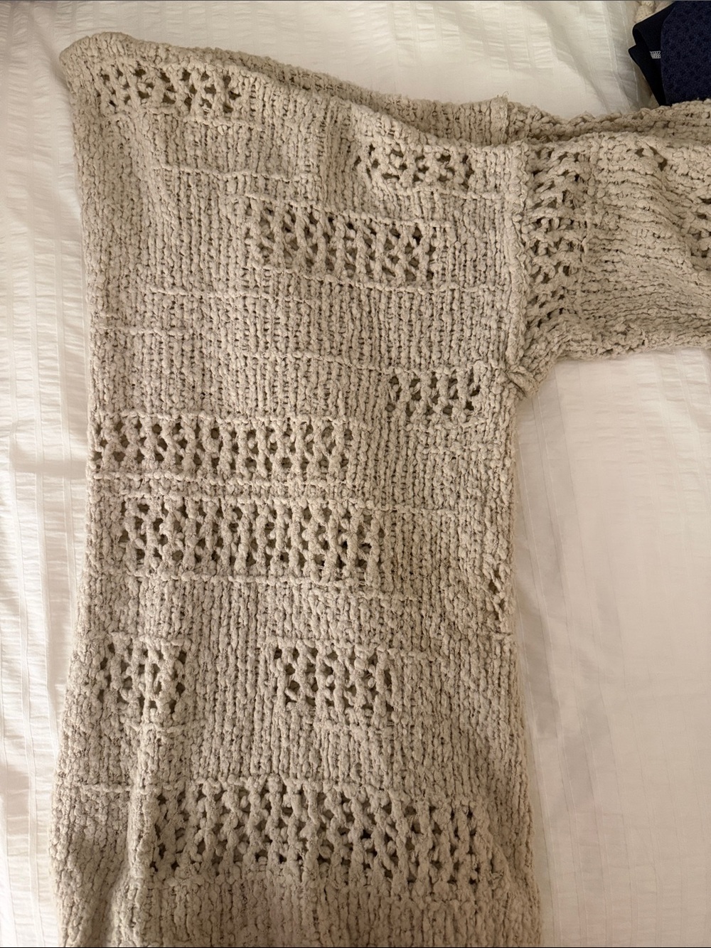 Free People Open-Knit Cream Pullover Cardigan